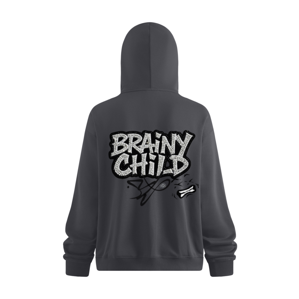 340GSM Men’s Trendy Fleece Zip-Up Windproof Face-Mask Hoodie Dark Grey