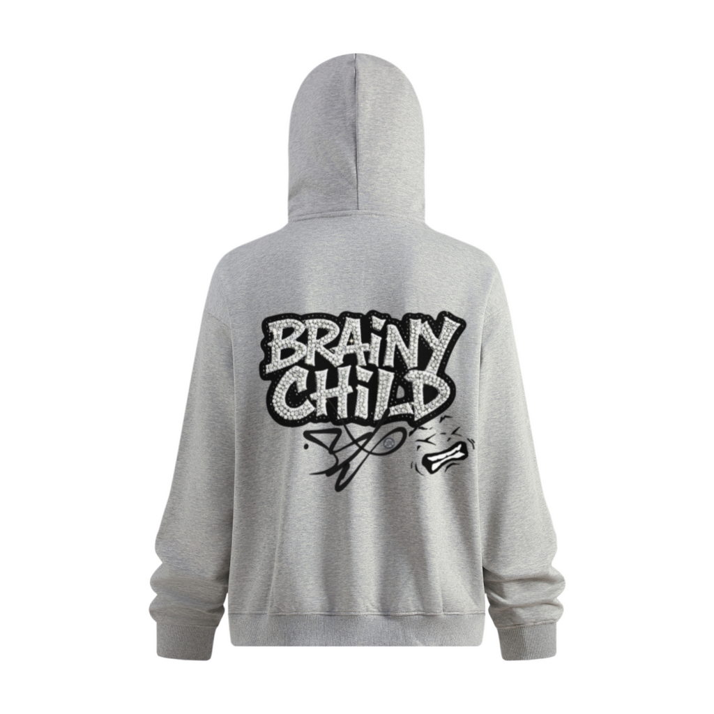 340GSM Men’s Trendy Fleece Zip-Up Windproof Face-Mask Hoodie Heathered Grey