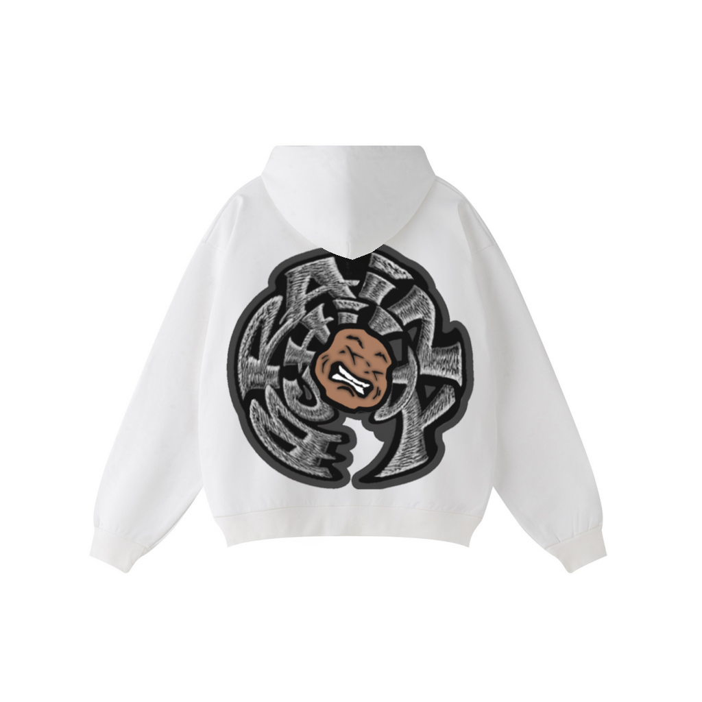 440GSM Unisex Fall&Winter Solid-Color Zip-Up Hoodie White