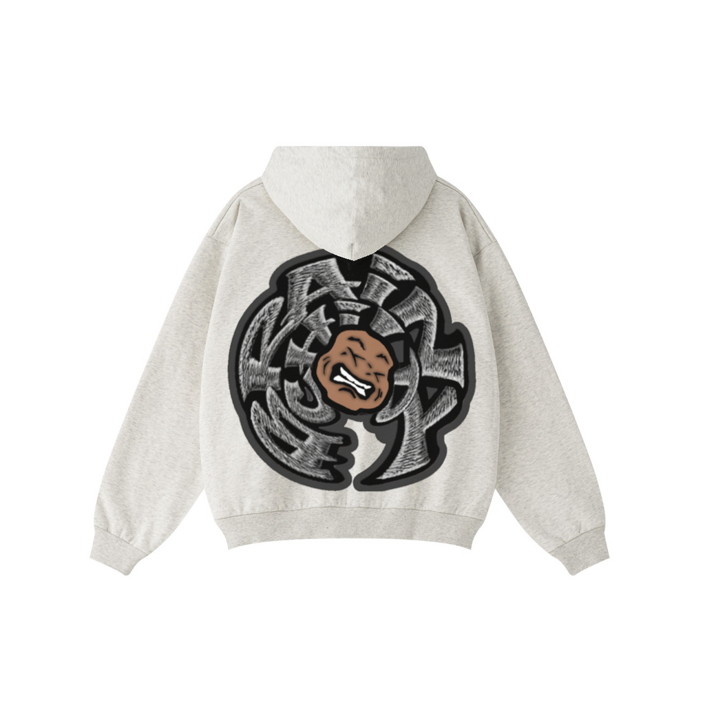 440GSM Unisex Fall&Winter Solid-Color Zip-Up Hoodie Oatmeal Heather