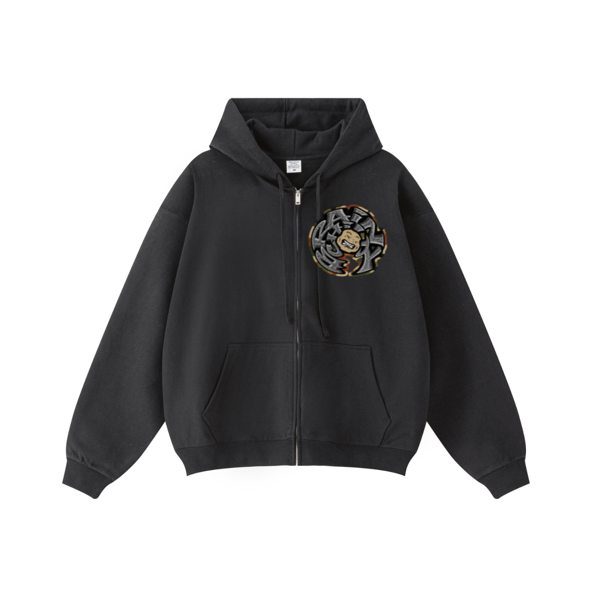440GSM Unisex Fall&Winter Solid-Color Zip-Up Hoodie Black