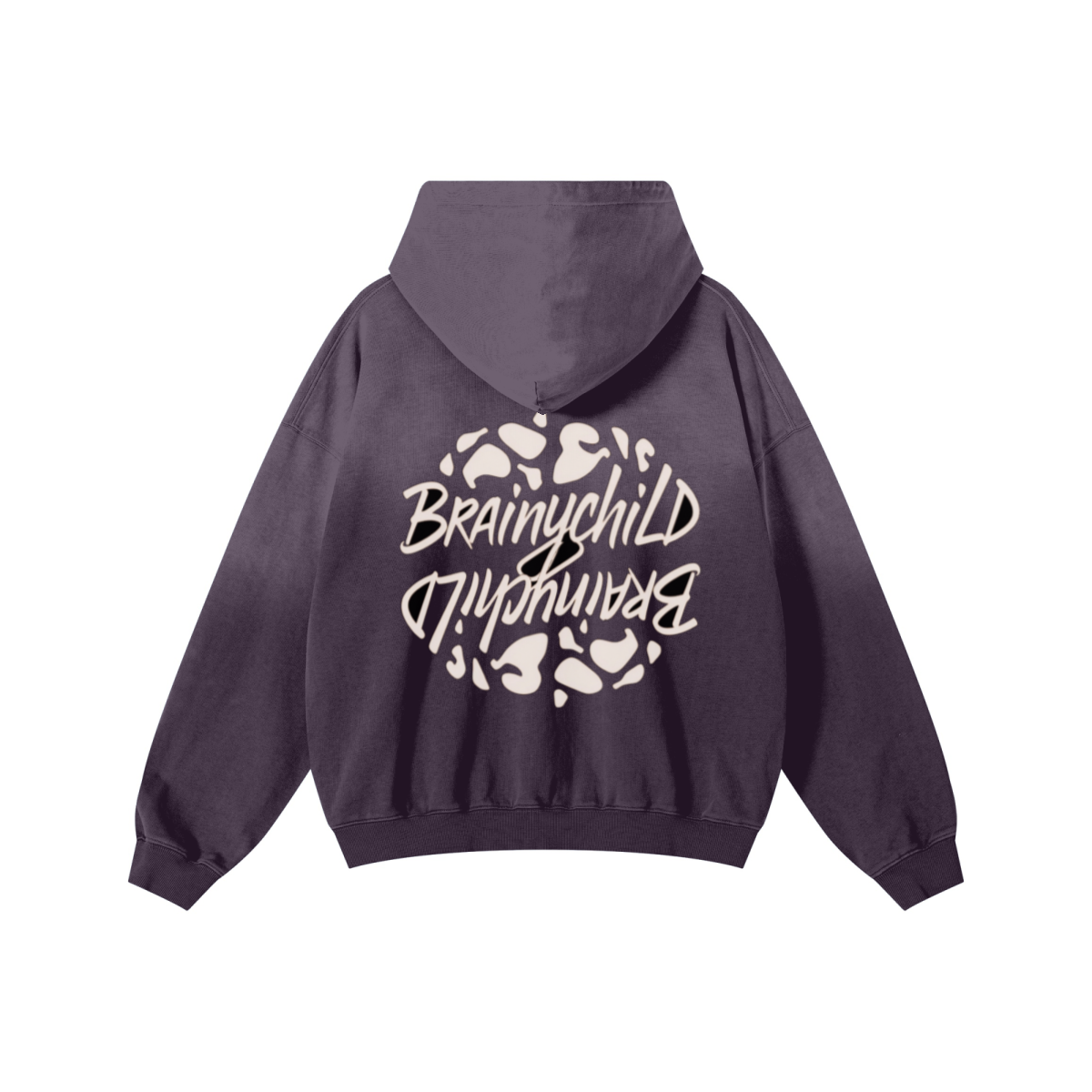 480GSM Unisex Monkey Wash Heavyweight French Terry Hoodie Vintage Purple