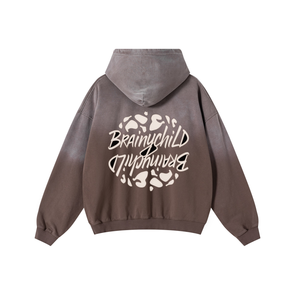 480GSM Unisex Monkey Wash Heavyweight French Terry Hoodie Vintage Brown
