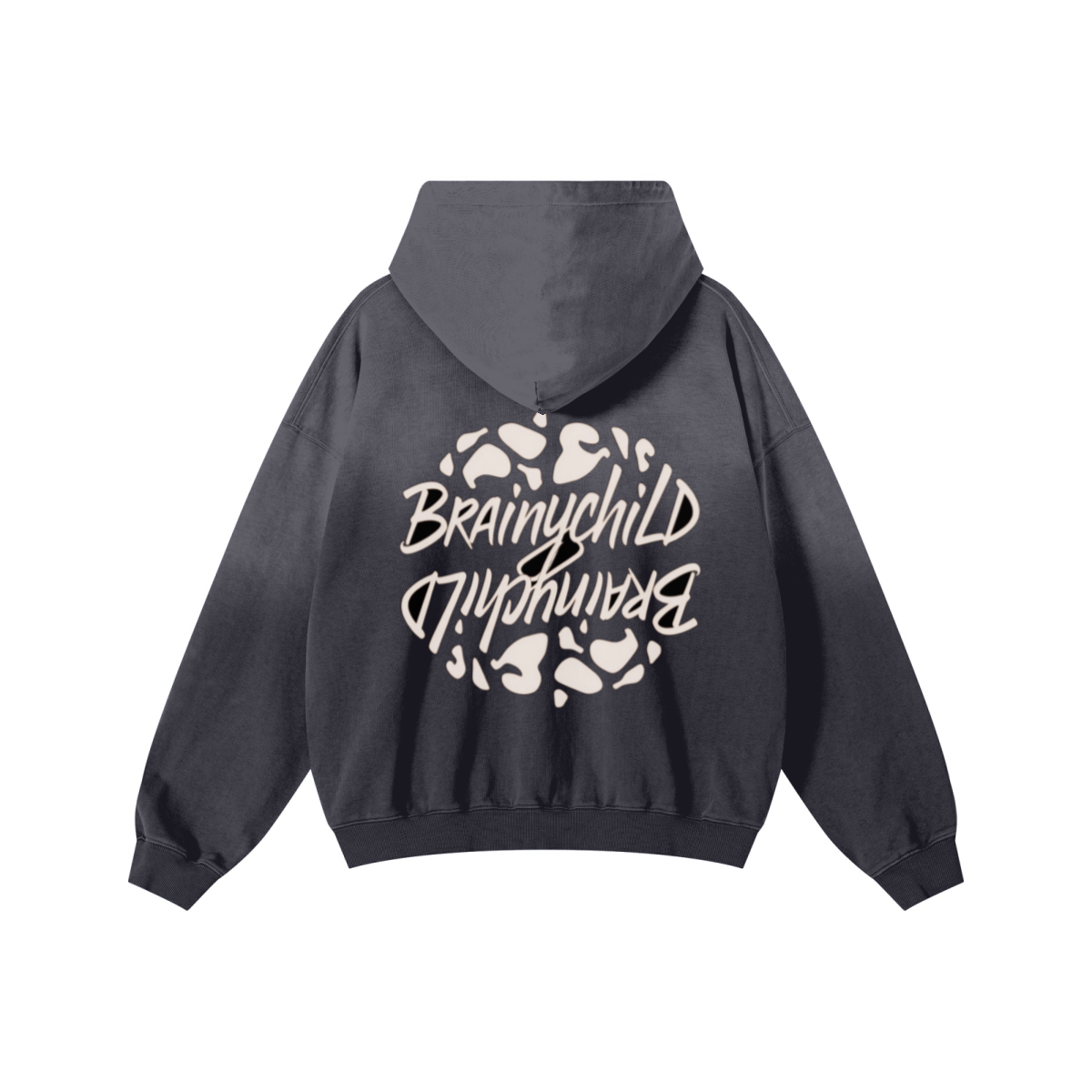 480GSM Unisex Monkey Wash Heavyweight French Terry Hoodie Vintage Charcoal Grey