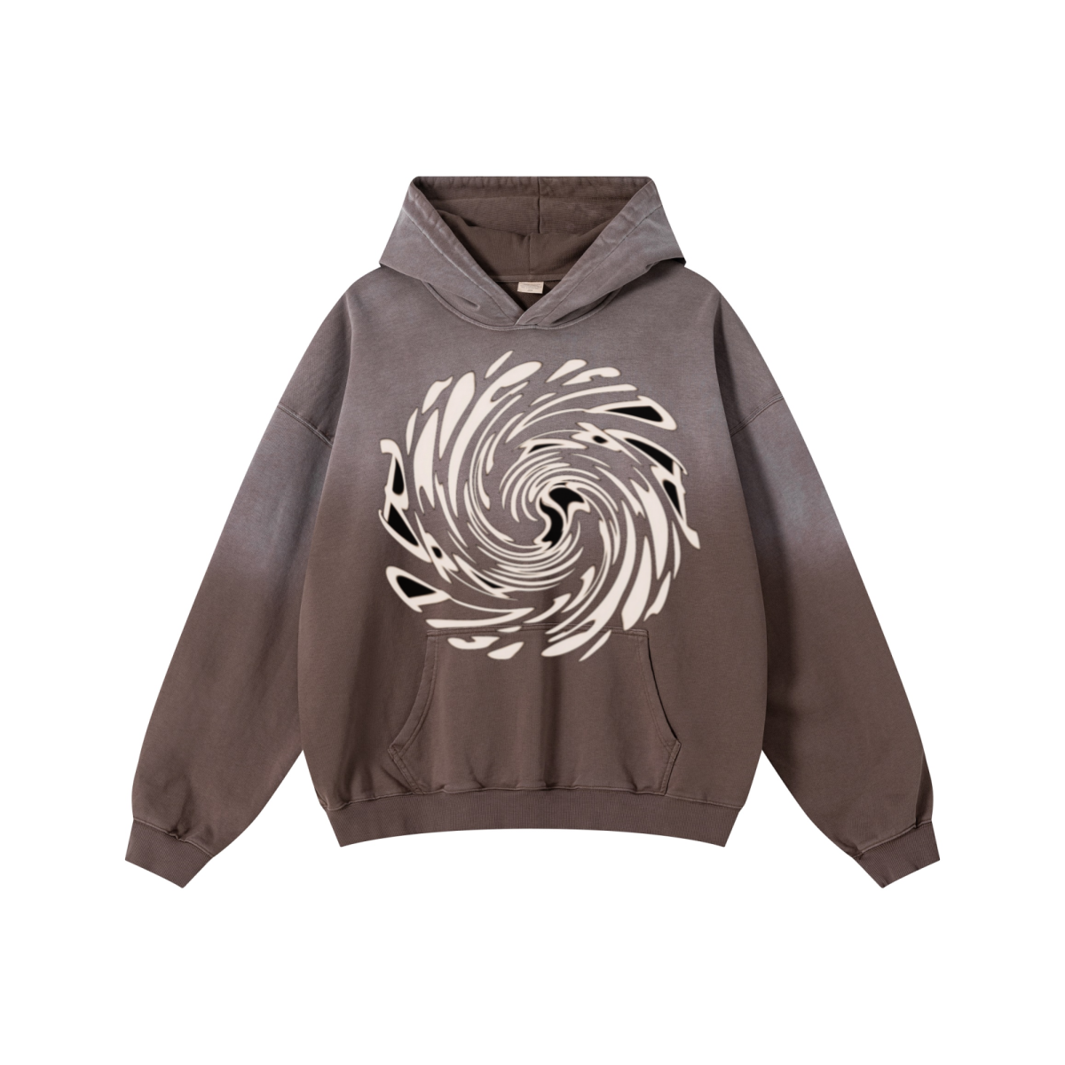 480GSM Unisex Monkey Wash Heavyweight French Terry Hoodie Vintage Brown