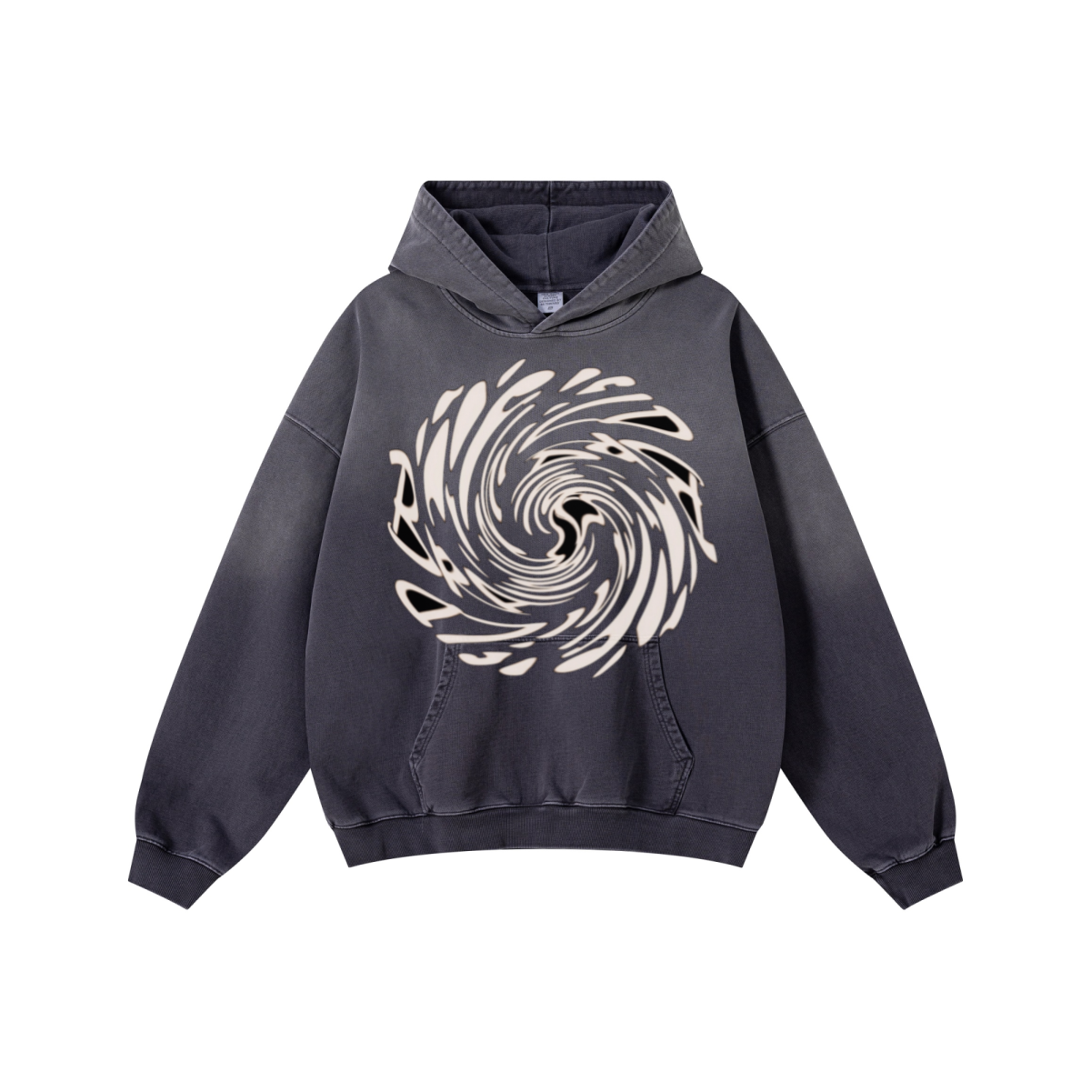480GSM Unisex Monkey Wash Heavyweight French Terry Hoodie Vintage Charcoal Grey