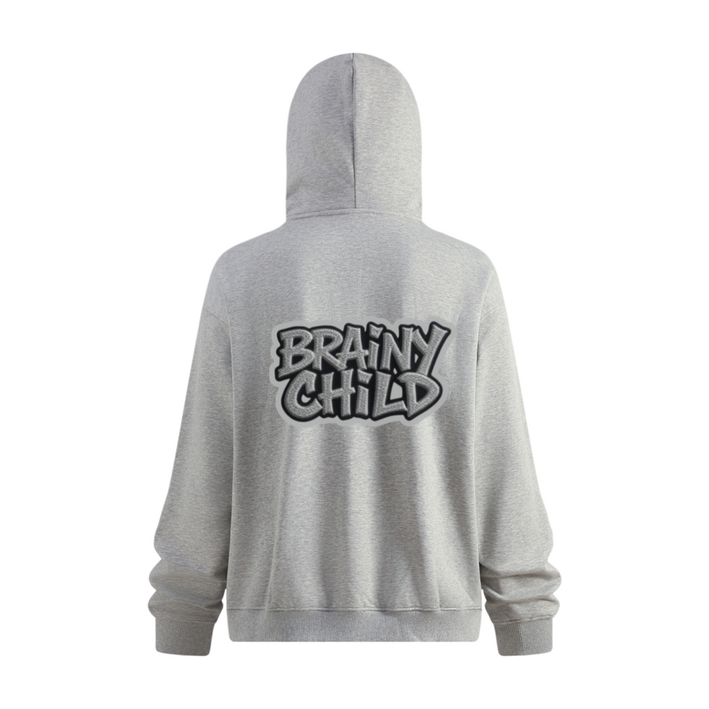 340GSM Men’s Trendy Fleece Zip-Up Windproof Face-Mask Hoodie Heathered Grey