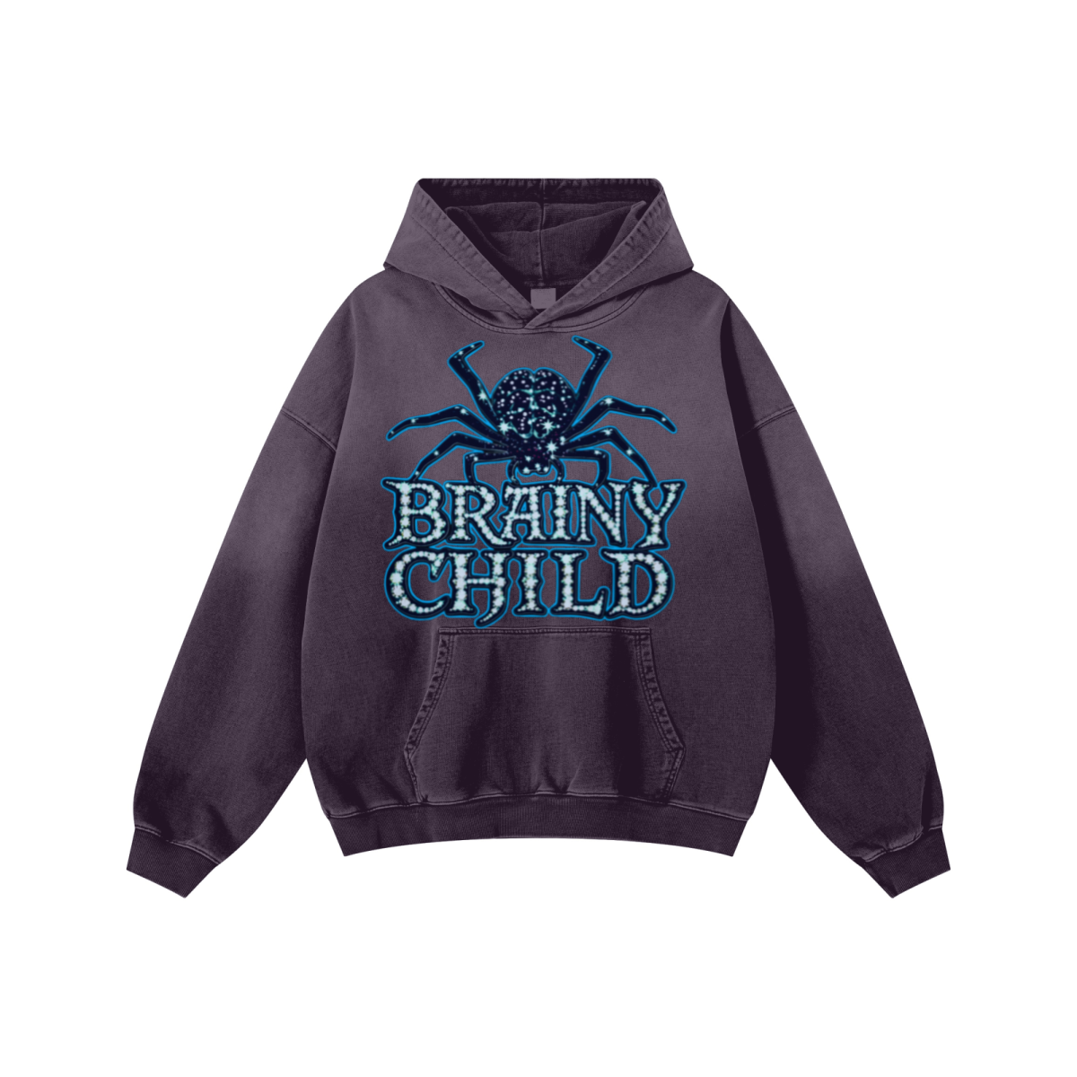 480GSM Unisex Monkey Wash Heavyweight French Terry Hoodie Vintage Purple