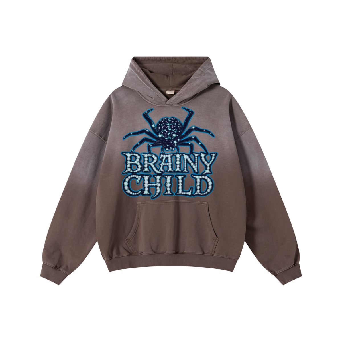 480GSM Unisex Monkey Wash Heavyweight French Terry Hoodie Vintage Brown