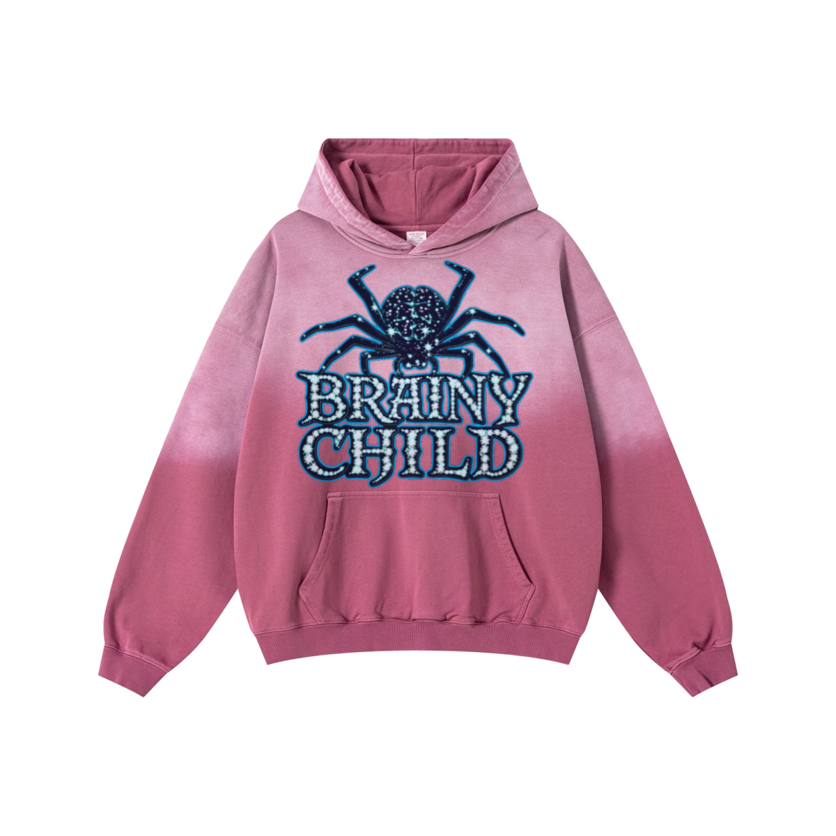 480GSM Unisex Monkey Wash Heavyweight French Terry Hoodie Vintage Faded Red