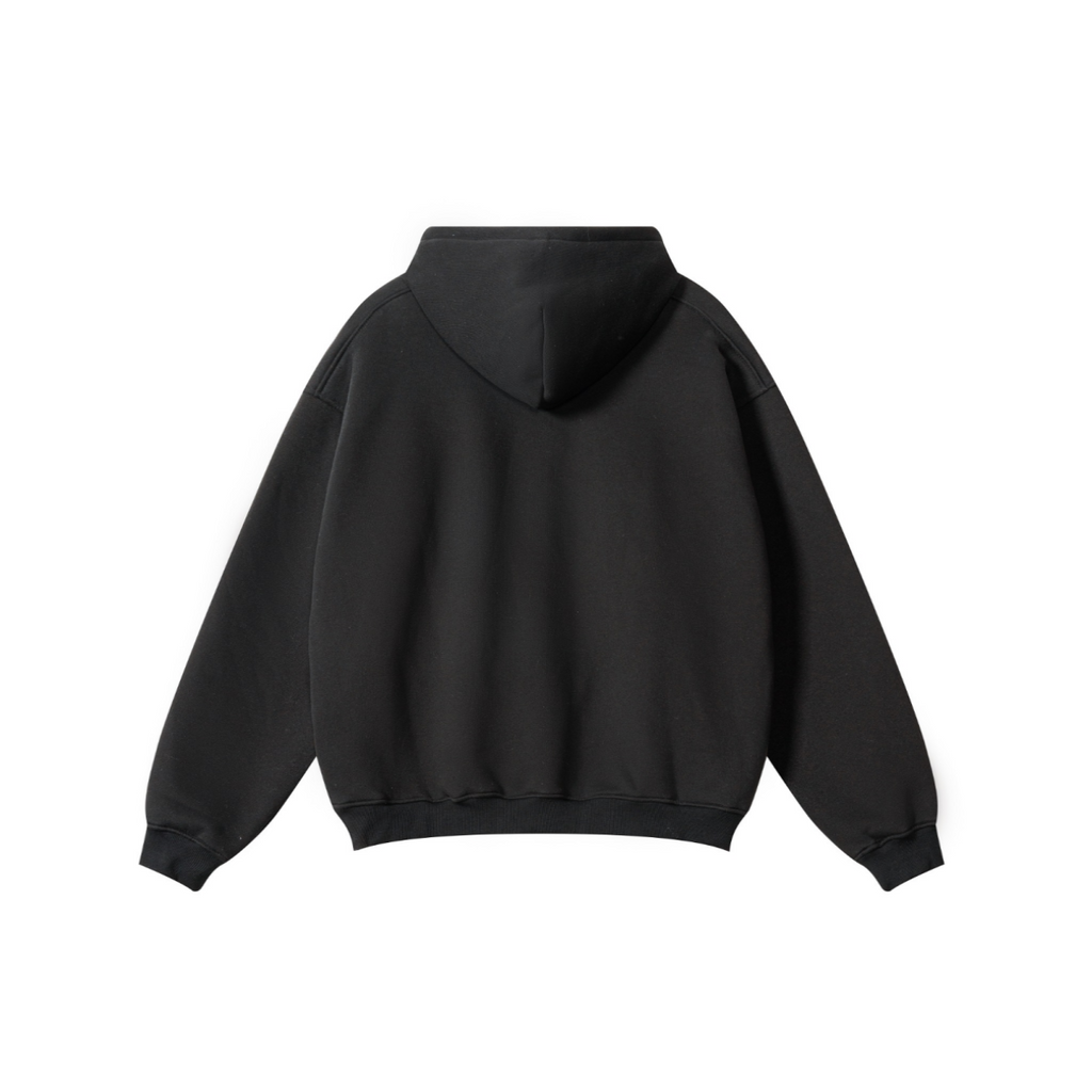 345GSM Men's Solid Color Pullover Hoodie Black