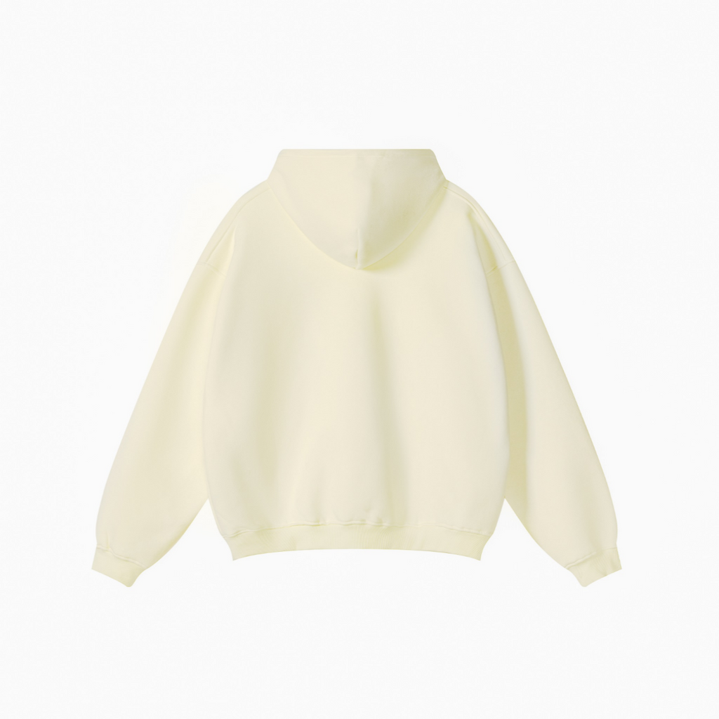 345GSM Men's Solid Color Pullover Hoodie Creamy Beige