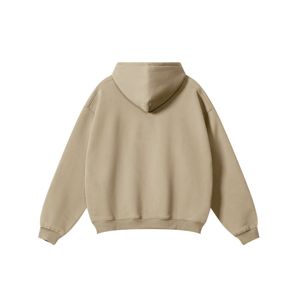 345GSM Men's Solid Color Pullover Hoodie Sandy Beige