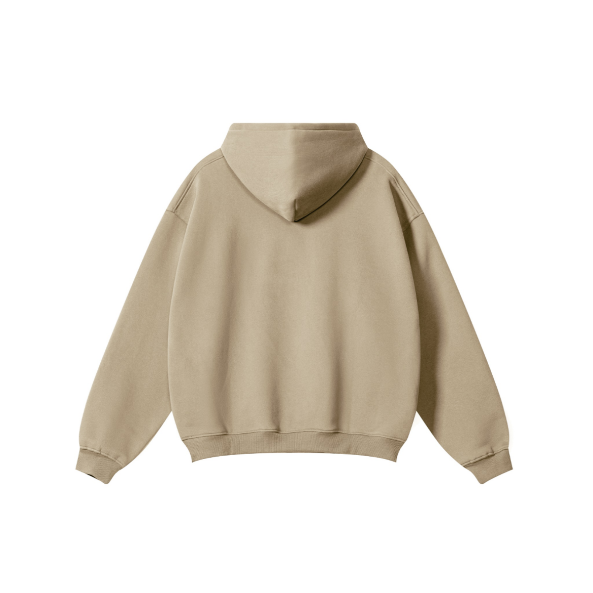 345GSM Men's Solid Color Pullover Hoodie Sandy Beige