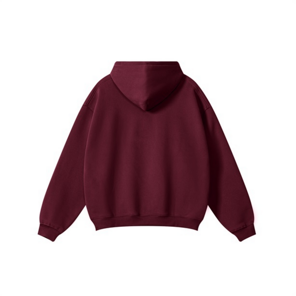 345GSM Men's Solid Color Pullover Hoodie Deep Red