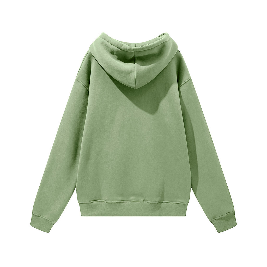 345GSM Women's Colorful Fleece-Lined Pullover Hoodie  green