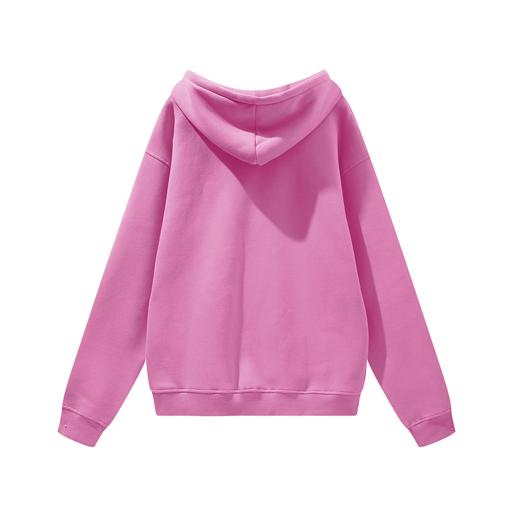 345GSM Women's Colorful Fleece-Lined Pullover Hoodie pink