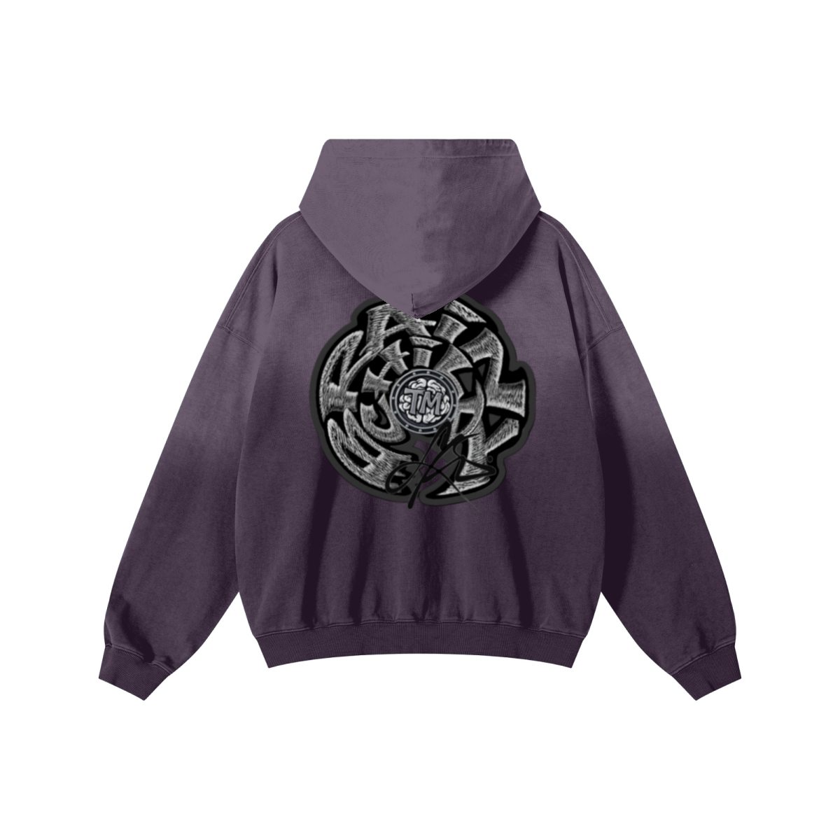 480GSM Unisex Monkey Wash Heavyweight French Terry Hoodie Vintage Purple