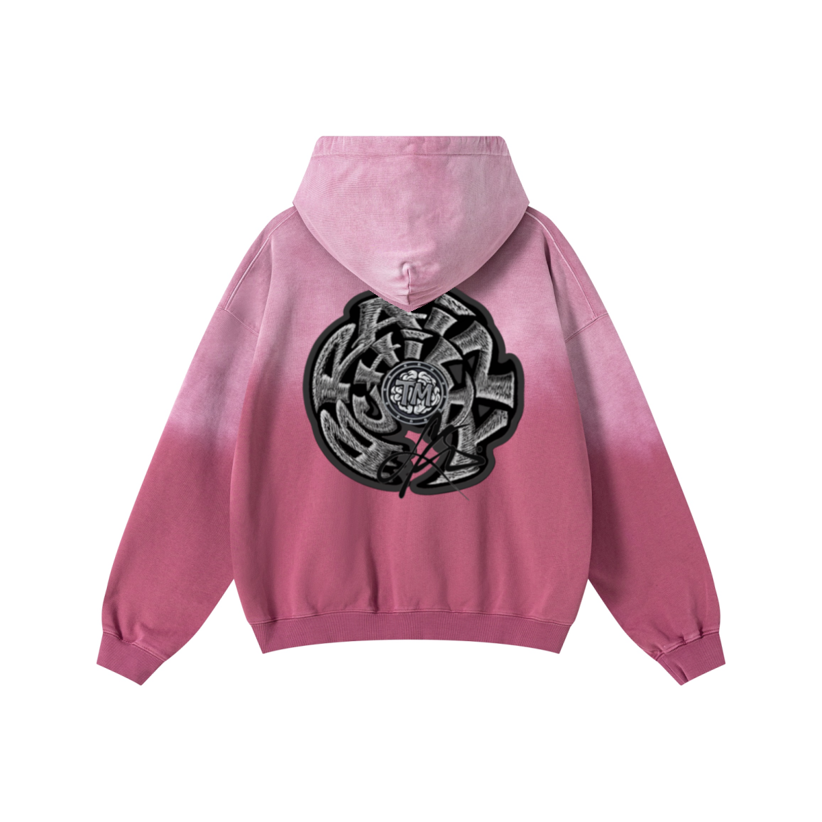 480GSM Unisex Monkey Wash Heavyweight French Terry Hoodie Vintage Faded Red