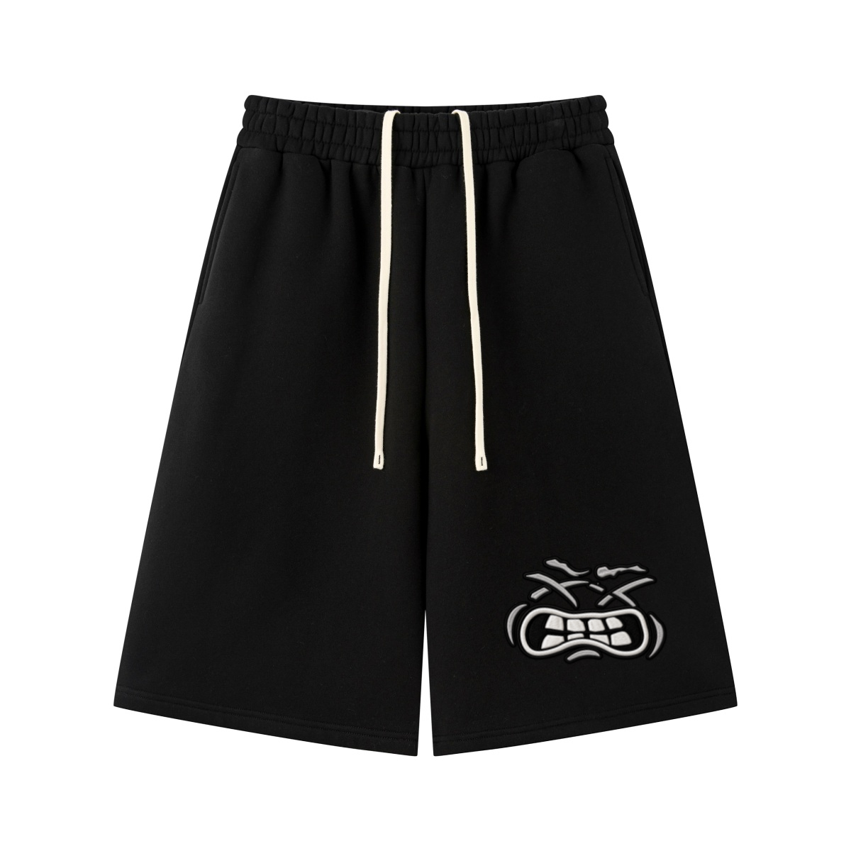 345GSM Men's Thermal Fleece-Lined Cropped Pants Black