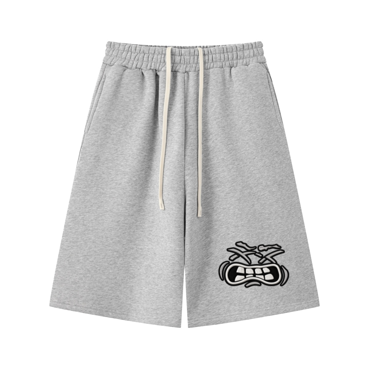 345GSM Men's Thermal Fleece-Lined Cropped Pants Gray With Patterns
