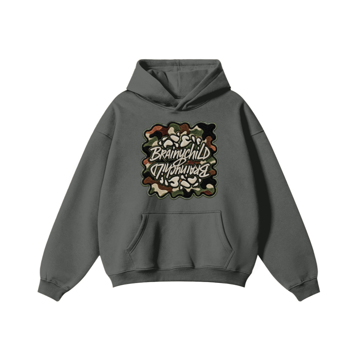 345GSM Men's Solid Color Pullover Hoodie Dark Gray