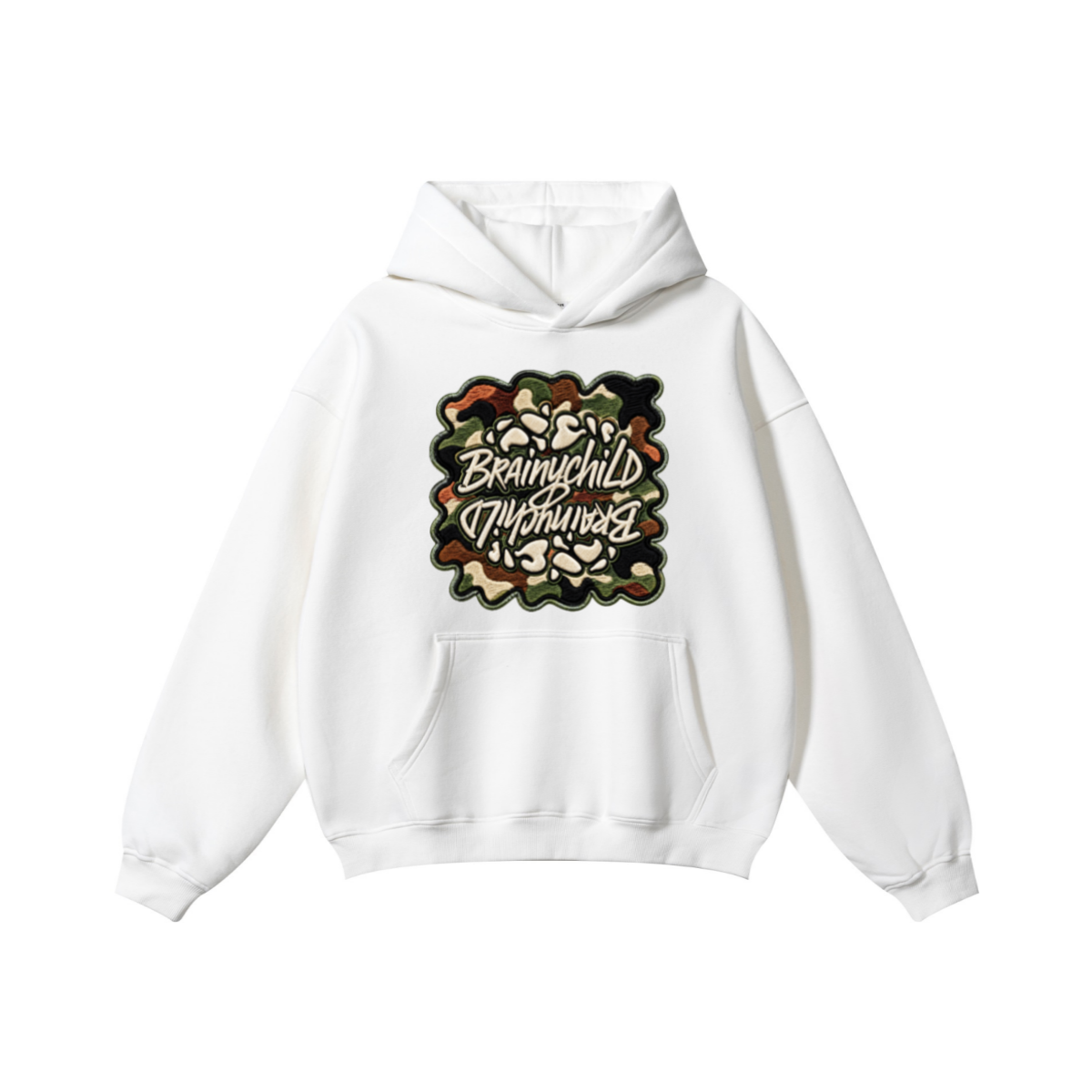 345GSM Men's Solid Color Pullover Hoodie White