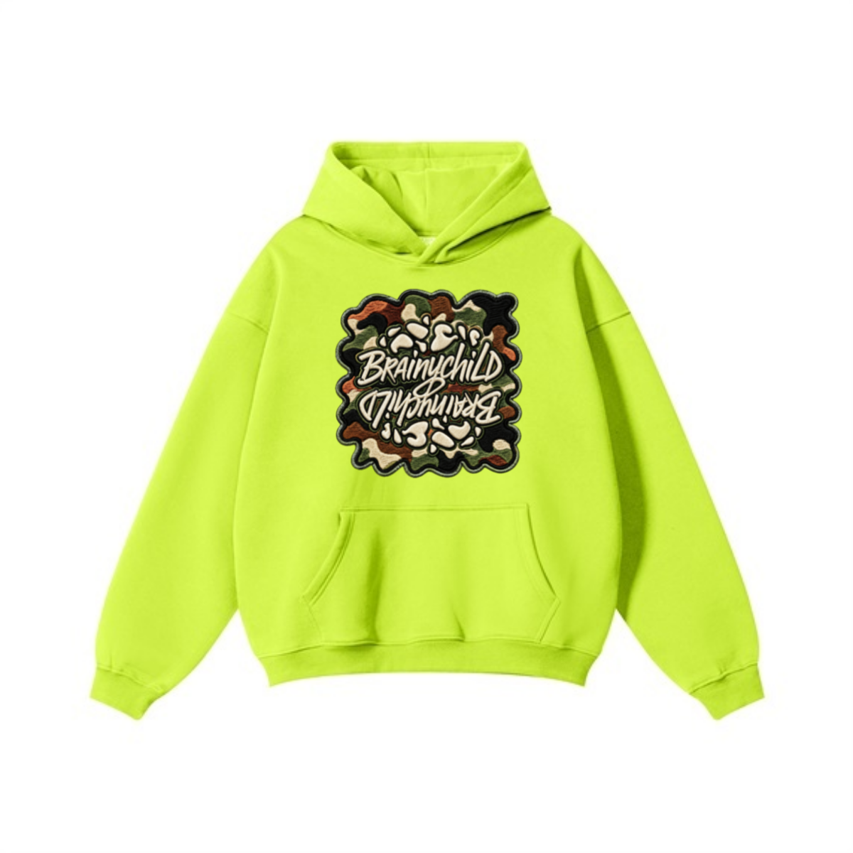 345GSM Men's Solid Color Pullover Hoodie Olive Green