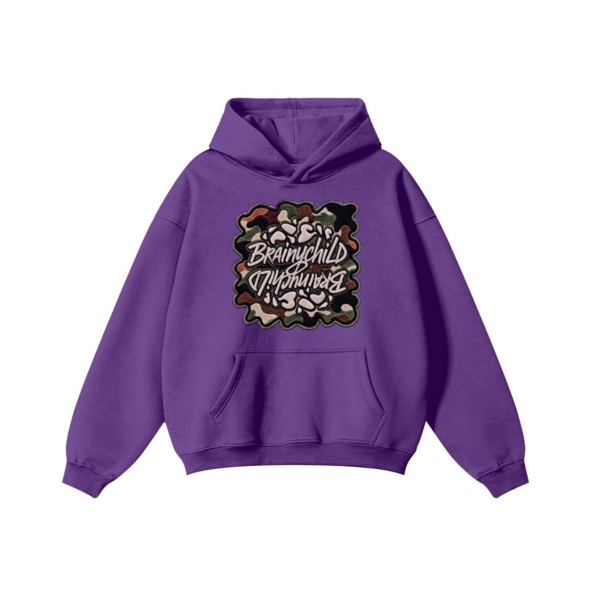 345GSM Men's Solid Color Pullover Hoodie Purple