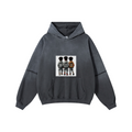 370GSM Unisex Monkey Wash Faux-Two-Piece PP-Sprayed  French Terry Hoodie Vintage Dark Grey