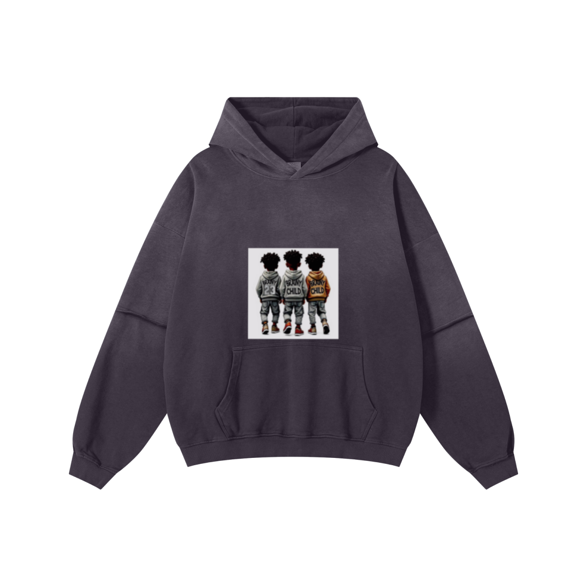370GSM Unisex Monkey Wash Faux-Two-Piece PP-Sprayed  French Terry Hoodie Vintage Purple