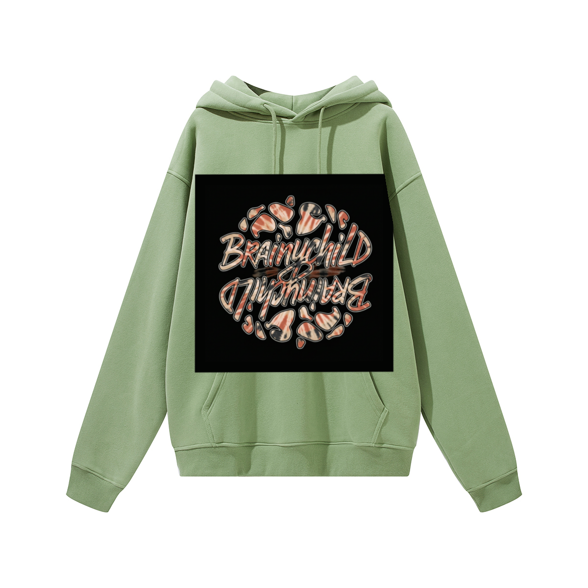 345GSM Women's Colorful Fleece-Lined Pullover Hoodie  green