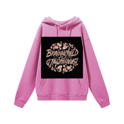 345GSM Women's Colorful Fleece-Lined Pullover Hoodie pink