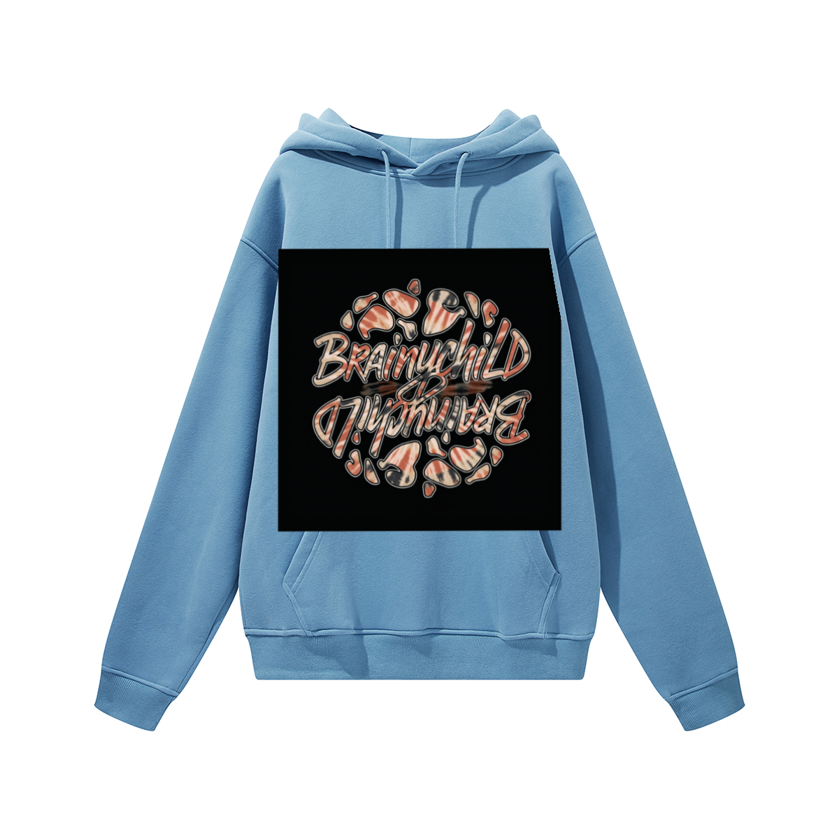 345GSM Women's Colorful Fleece-Lined Pullover Hoodie blue