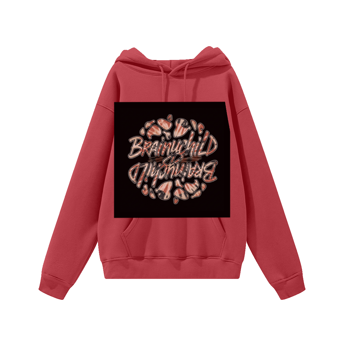 345GSM Women's Colorful Fleece-Lined Pullover Hoodie Red