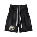 320GSM Heavyweight Cotton Slub Spray Wash Relaxed Fit Shorts Vintage Black