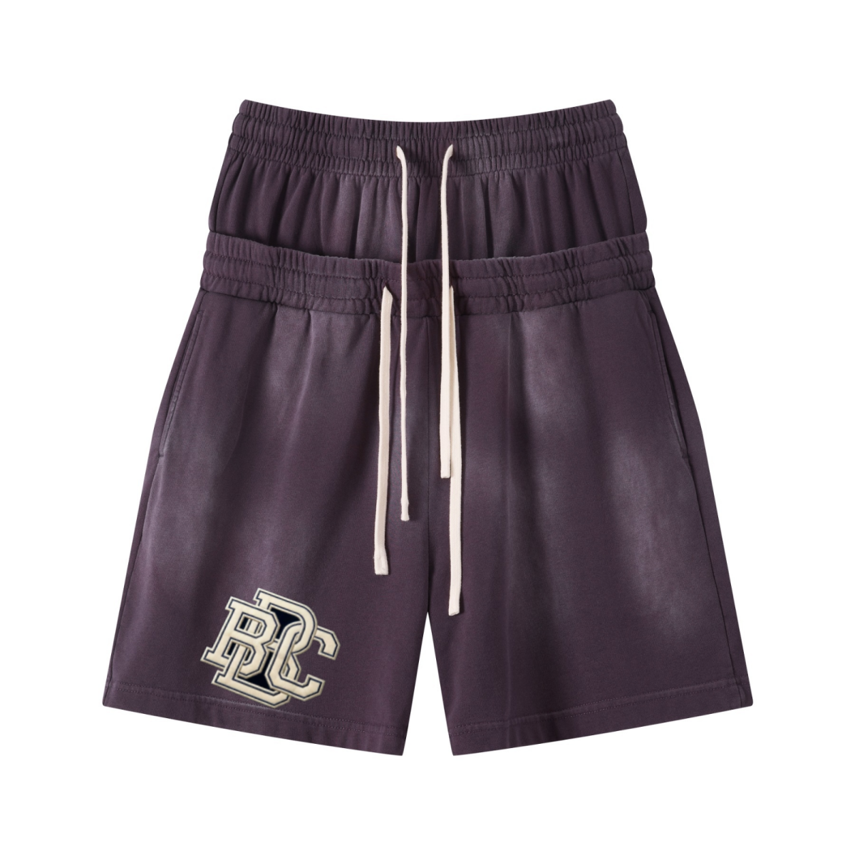 320GSM Heavyweight Cotton Slub Spray Wash Relaxed Fit Shorts Vintage Purple
