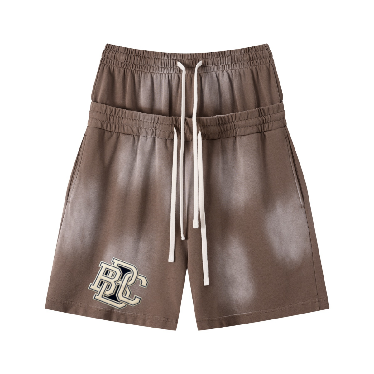 320GSM Heavyweight Cotton Slub Spray Wash Relaxed Fit Shorts Vintage Brown